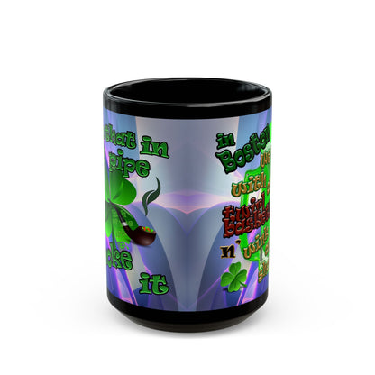 celtics logo - Black Mug (grey-pink wave)