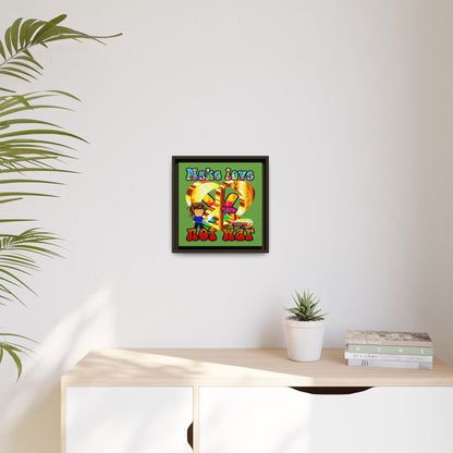 love peace - framed canvas art (green)