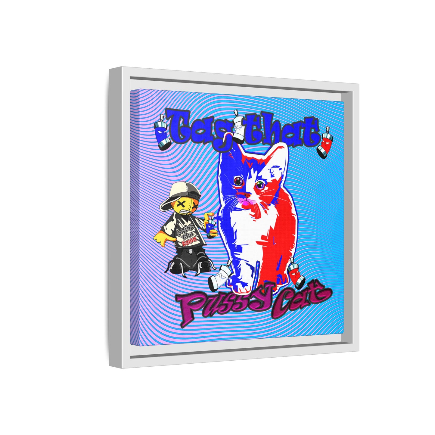 tag that - framed canvas art (light blue-purple wave)