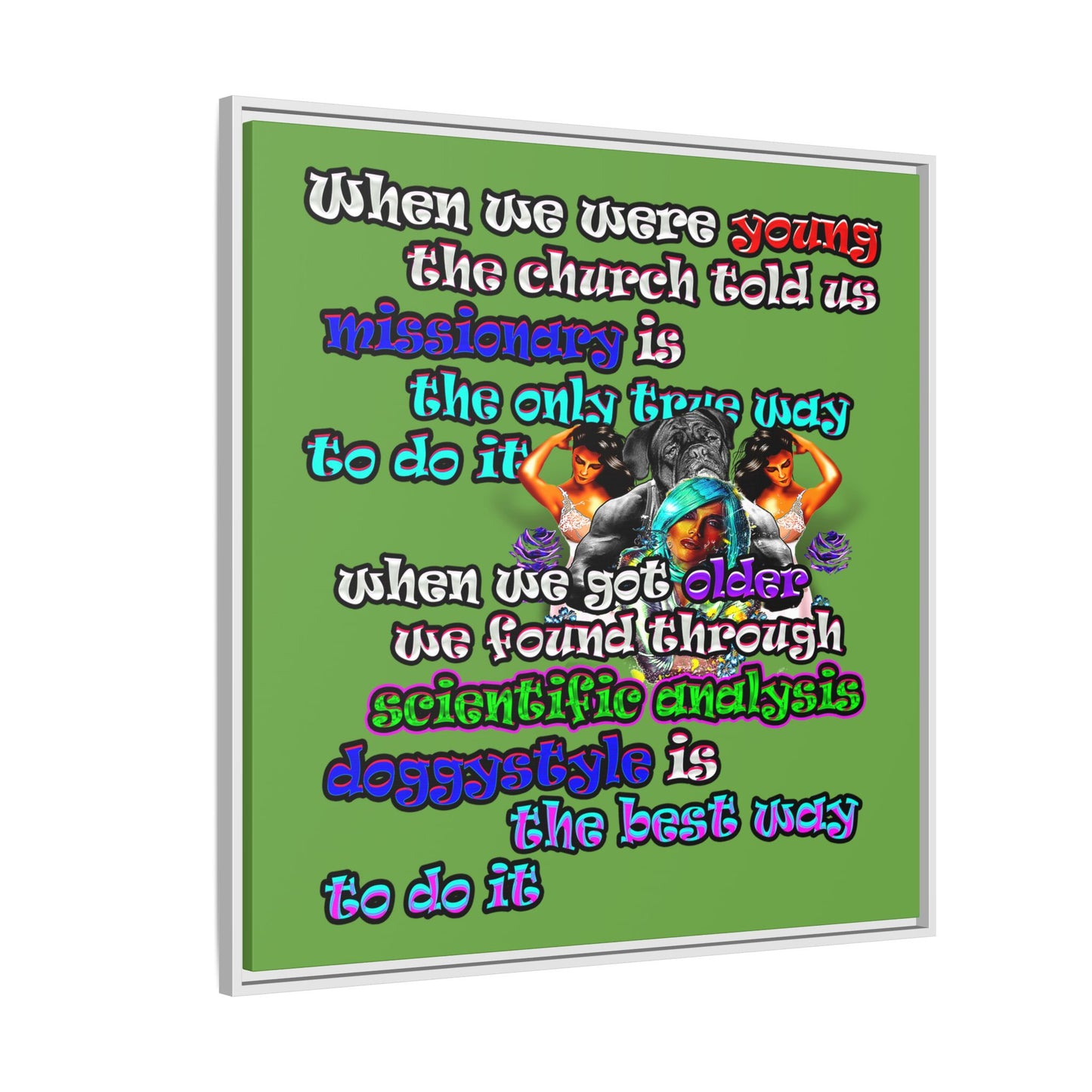 doggystyle - framed canvas art (green)