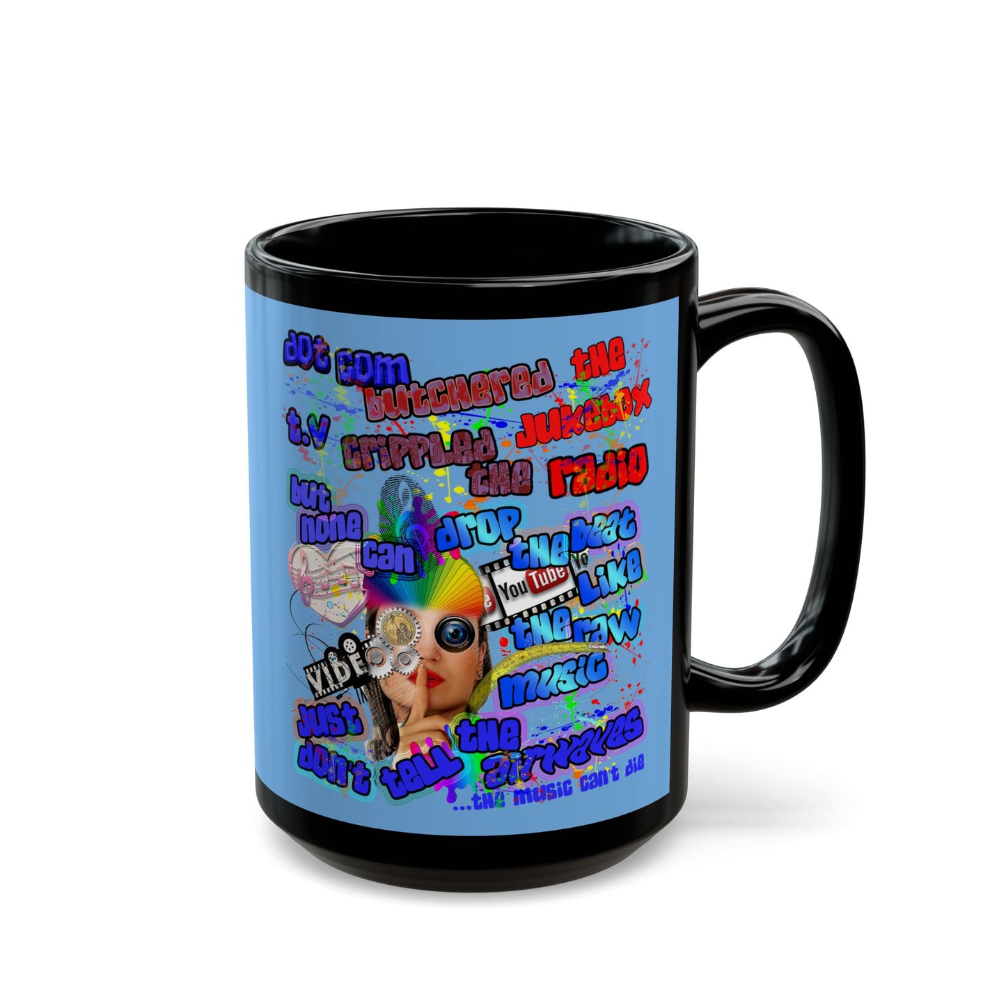 drop the beat - Black Mug (light blue)