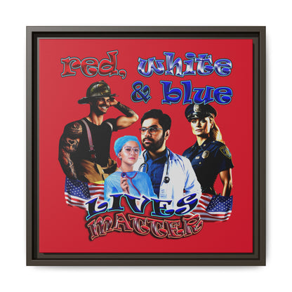 rw&b lives matter - framed canvas art (dark red)