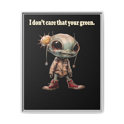 I don't care that your green - framed canvas art (black)