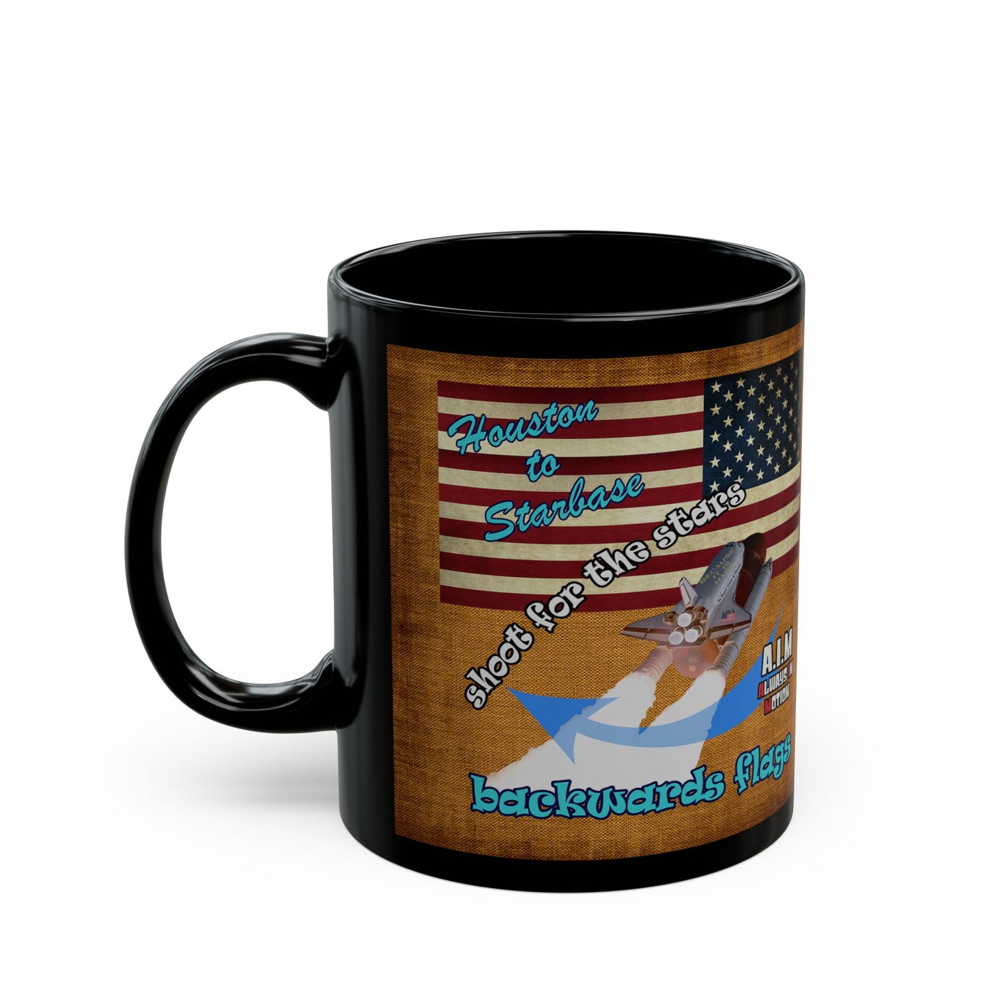 shoot for the stars - Black Mug (brown papyrus)