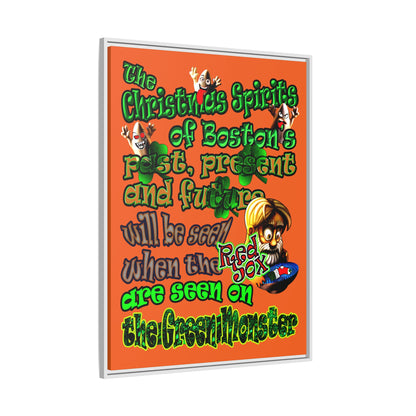 christmas spirits of boston - framed canvas art (orange)