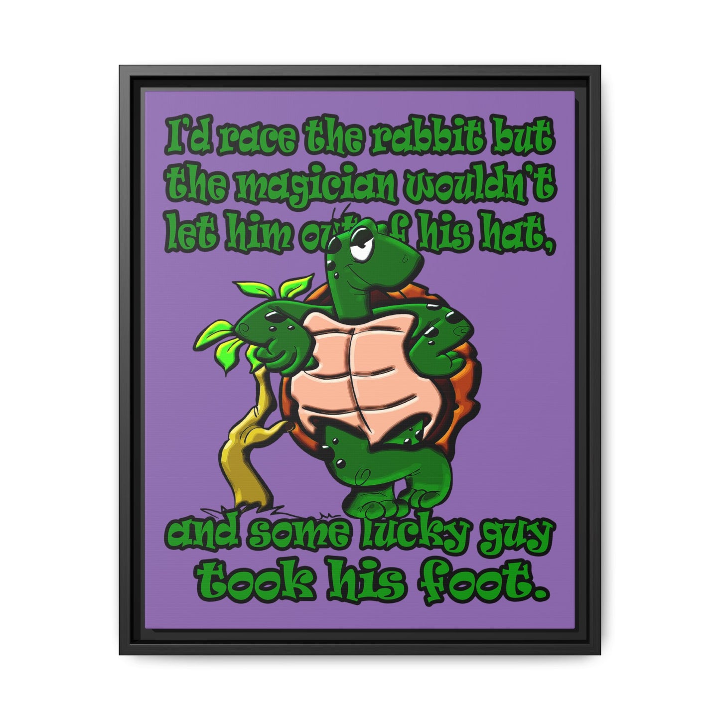 turtle race - framed canvas art (light purple)