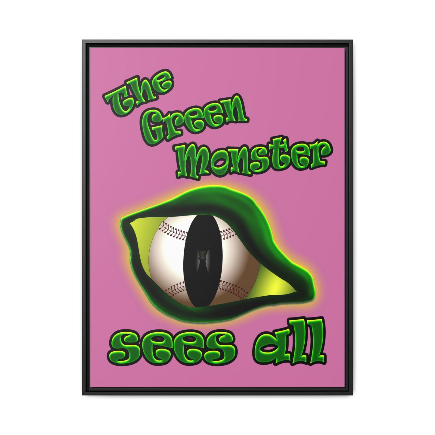 green monster - framed canvas art (light pink)