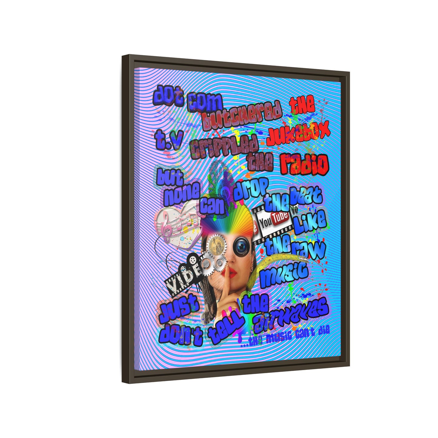drop the beat - framed canvas art (light blue-purple wave)