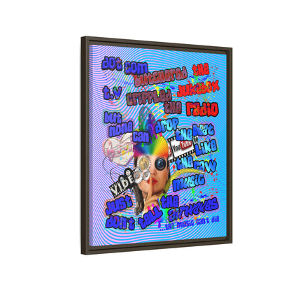 drop the beat - framed canvas art (light blue-purple wave)
