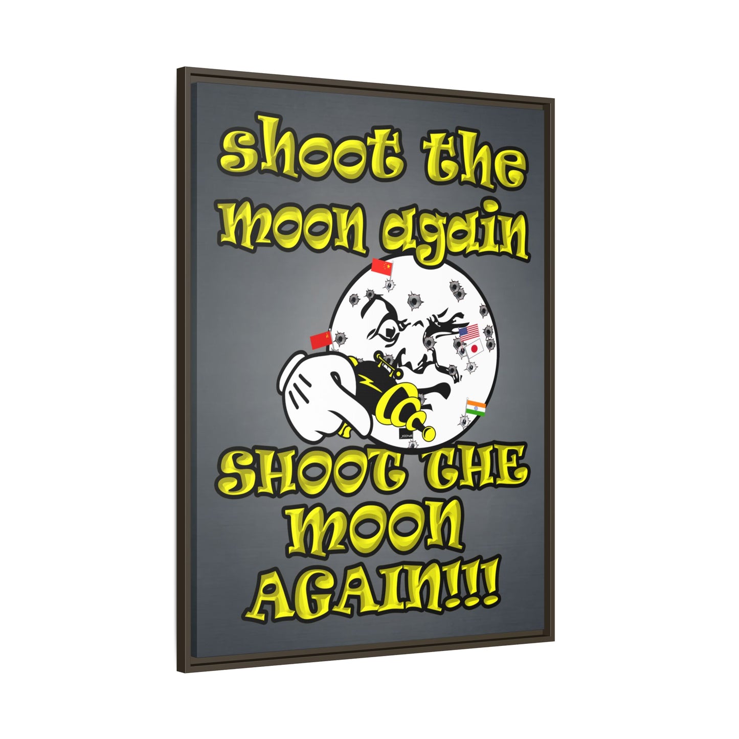 shoot the moon again - framed canvas art (grey-light grey)