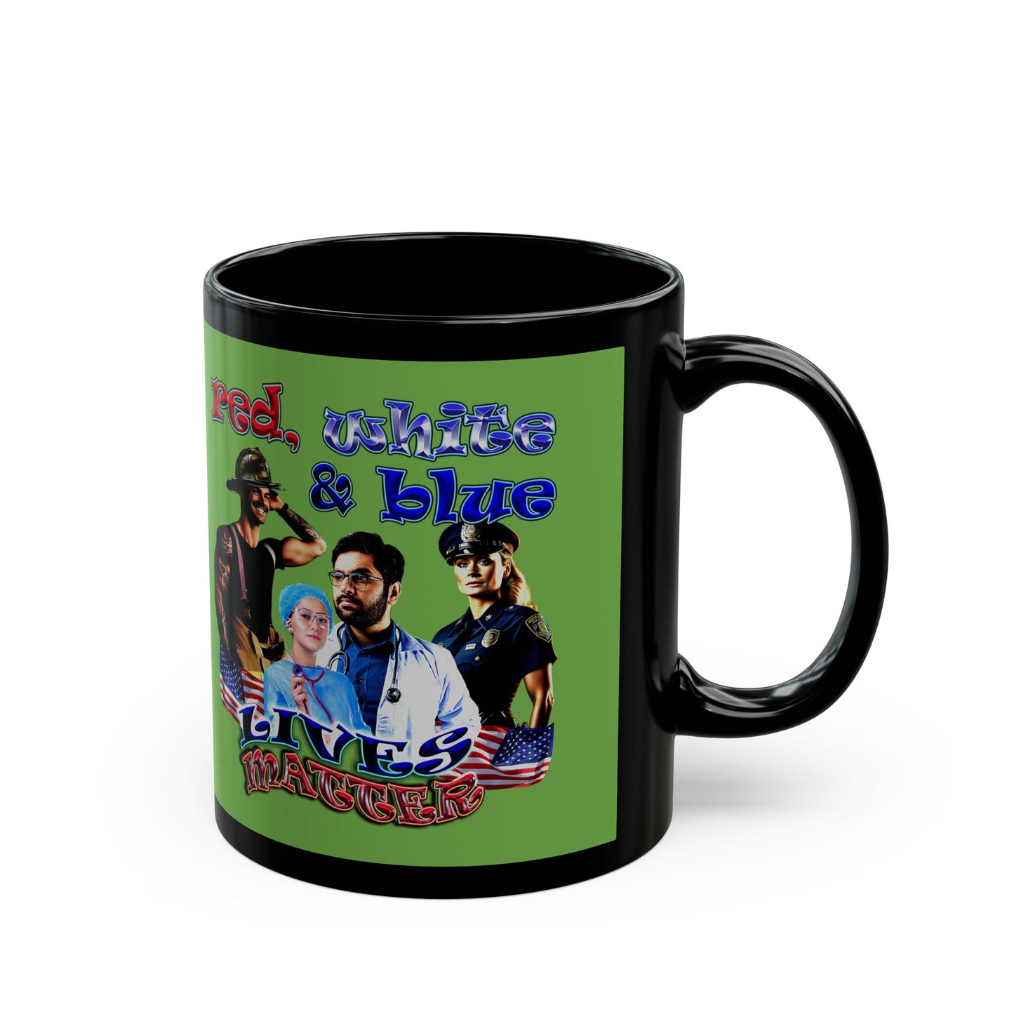 rw&b lives matter - Black Mug (green)