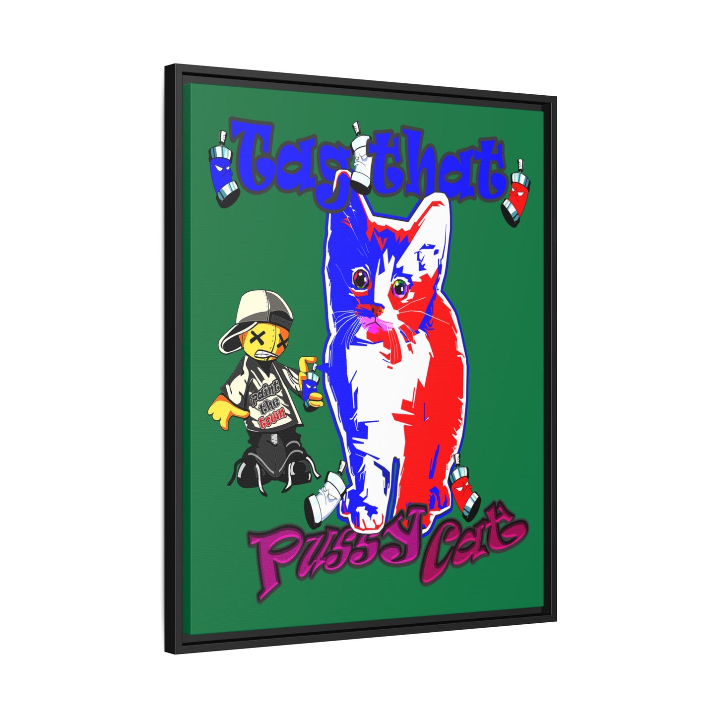 tag that - framed canvas art (dark green)
