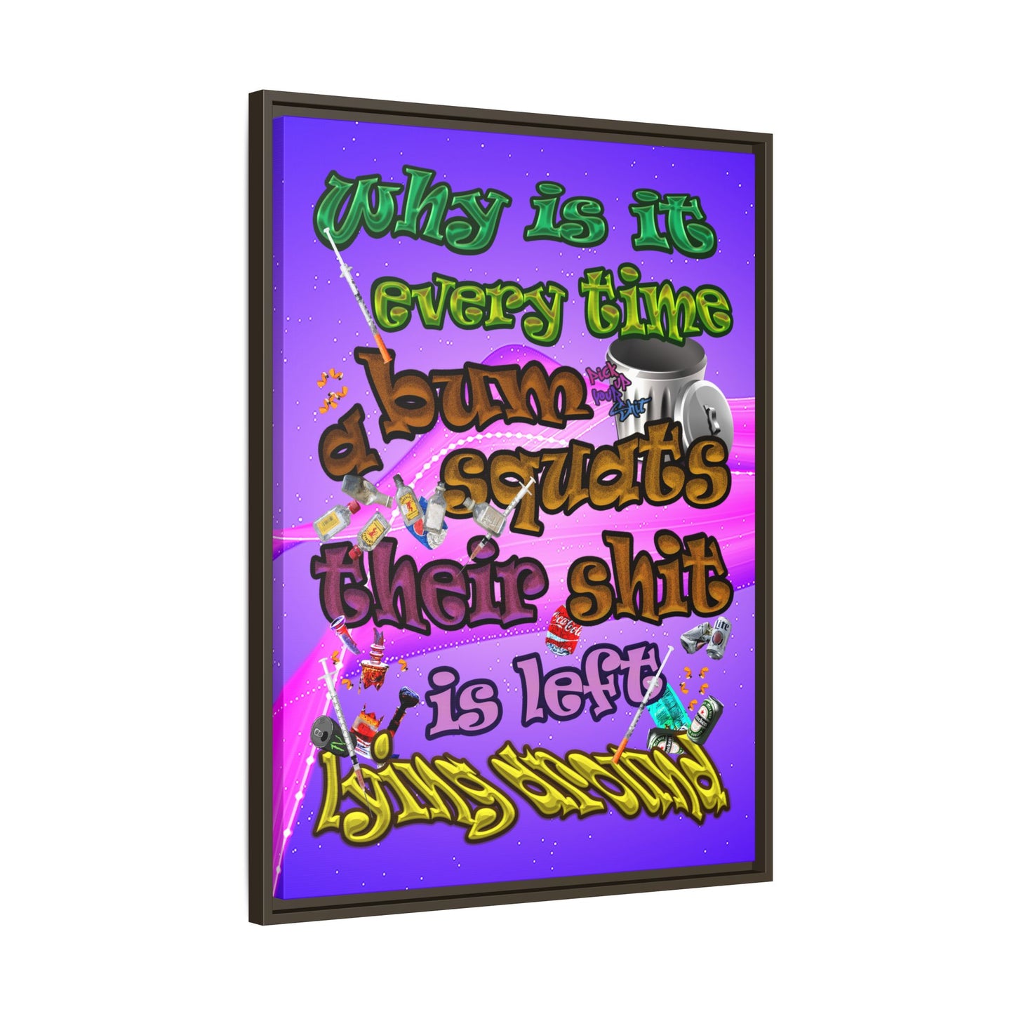 the bum's shit - framed canvas art (purple-pink wave)