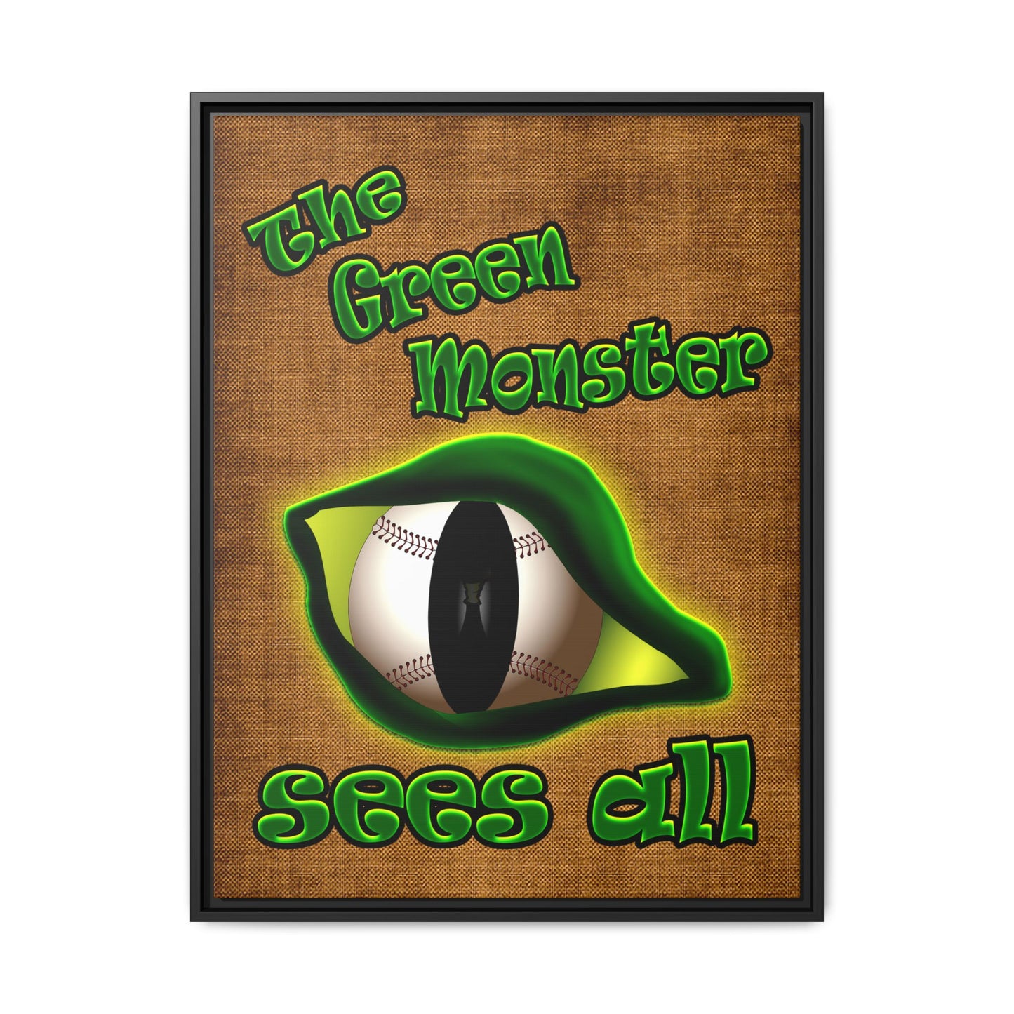 green monster - framed canvas art (brown papyrus)