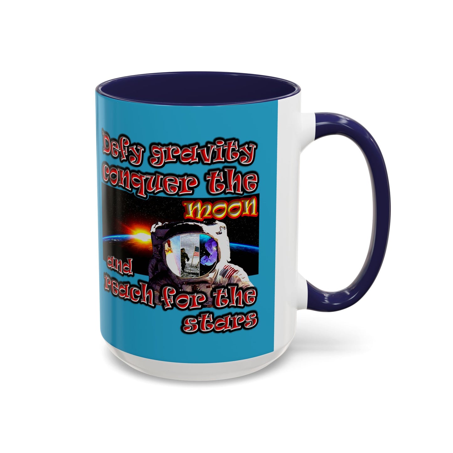 defy conquer reach - Accent Mug (turquoise)
