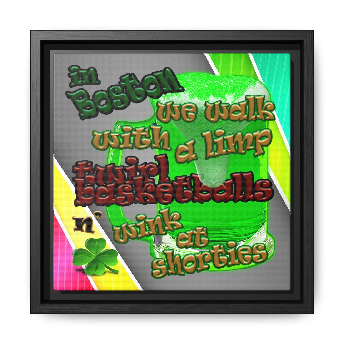 celtics logo - framed canvas art (rainbow split)