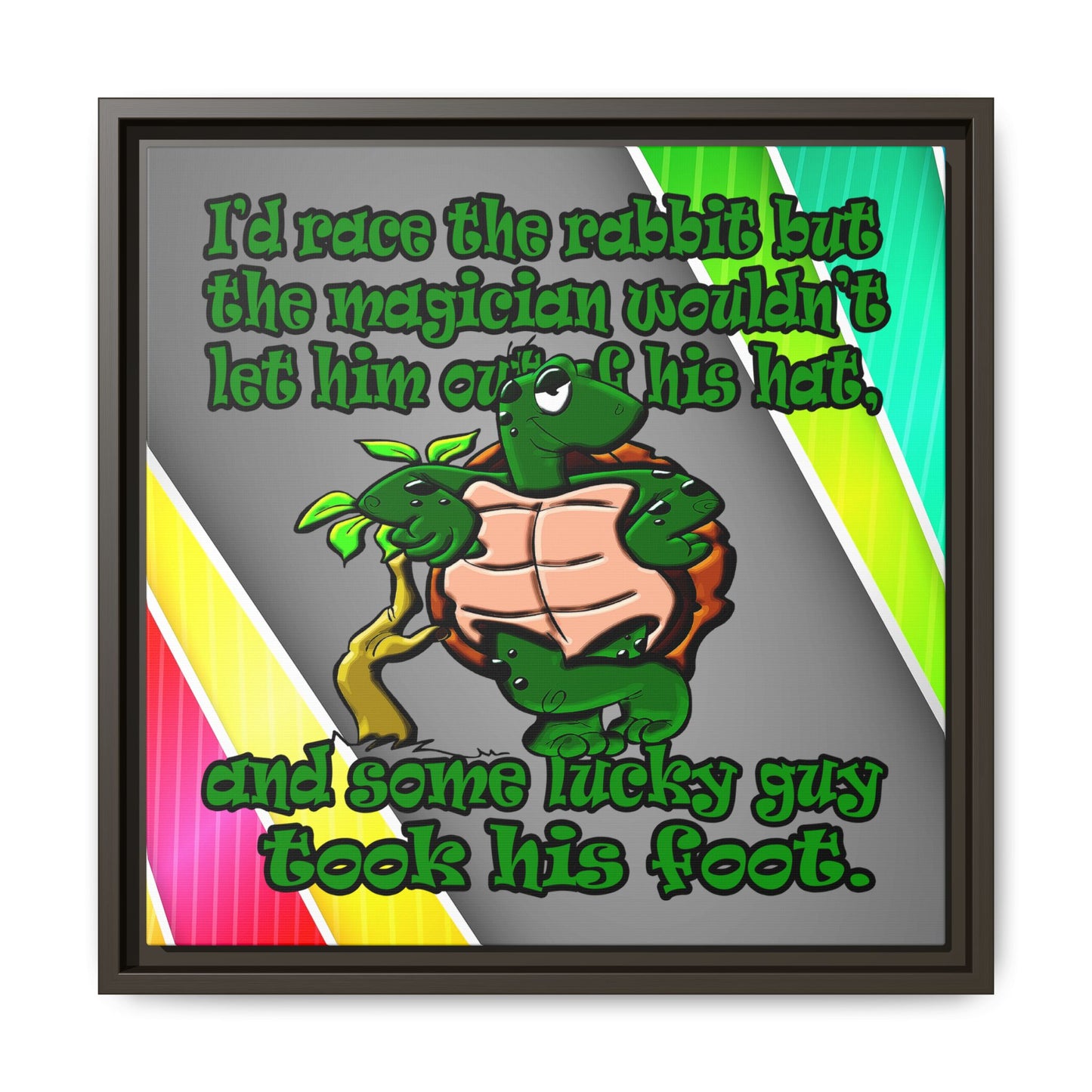 turtle race - framed canvas art (rainbow split)