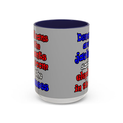 donkeys and elephants - Accent Mug (light grey)