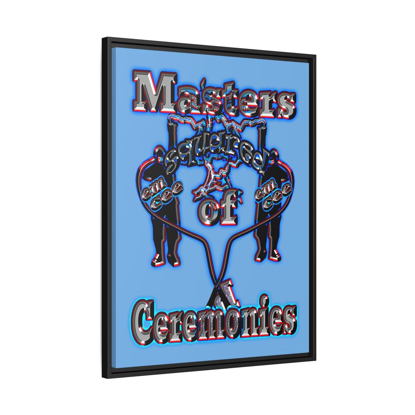 em cee squared - framed canvas art (light blue)