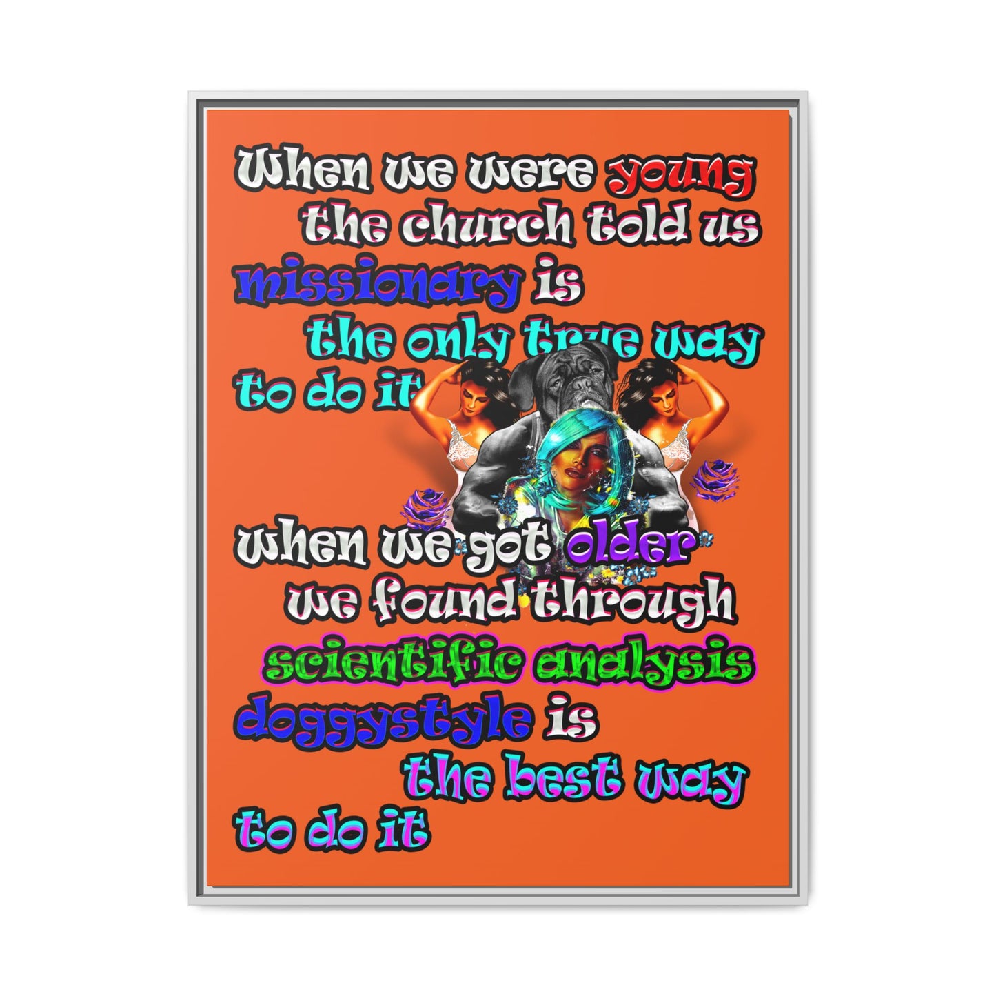 doggystyle - framed canvas art (orange)