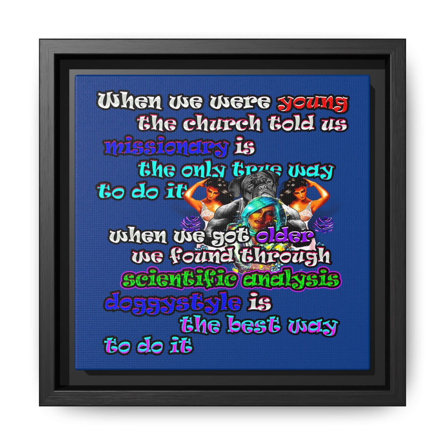 doggystyle - framed canvas art (dark blue)