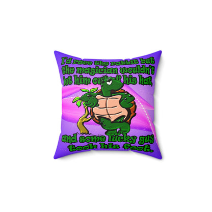turtle race - Faux Suede Square Pillow - (purple-pink wave)