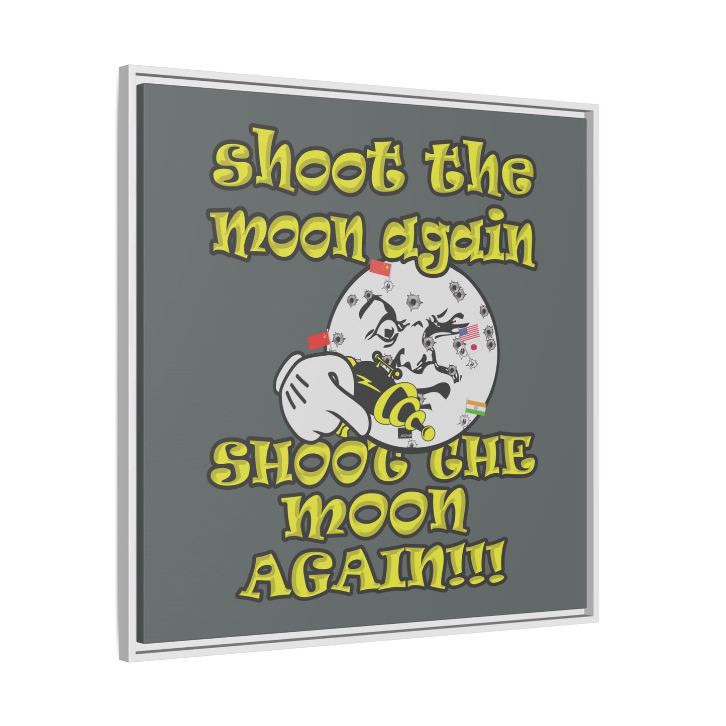 shoot the moon again - framed canvas art (dark grey)