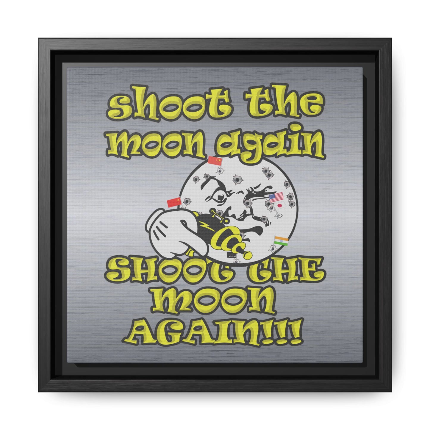 shoot the moon again - framed canvas art (brushed nickel)