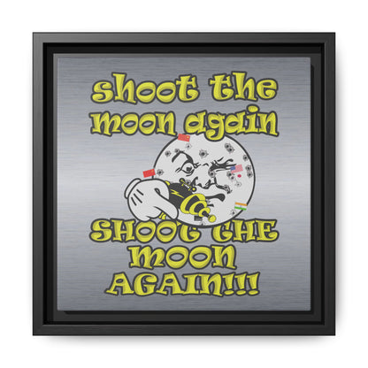 shoot the moon again - framed canvas art (brushed nickel)