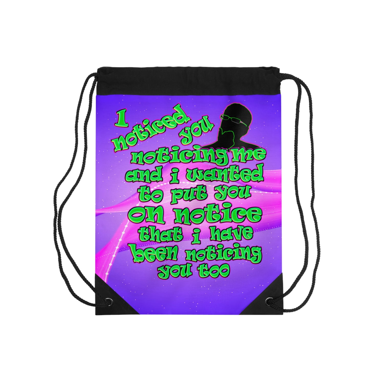 noticed you noticing - Drawstring Bag (purple-pink wave)