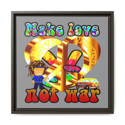 love peace - framed canvas art (grey)