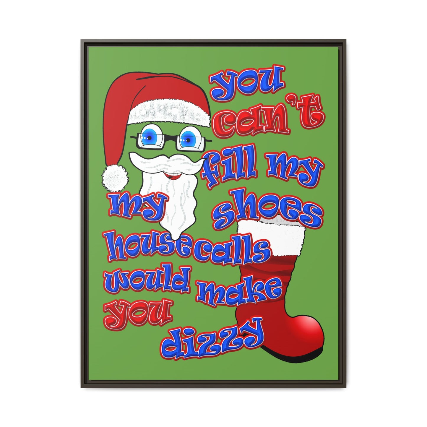 santa's shoes - framed canvas art (green)