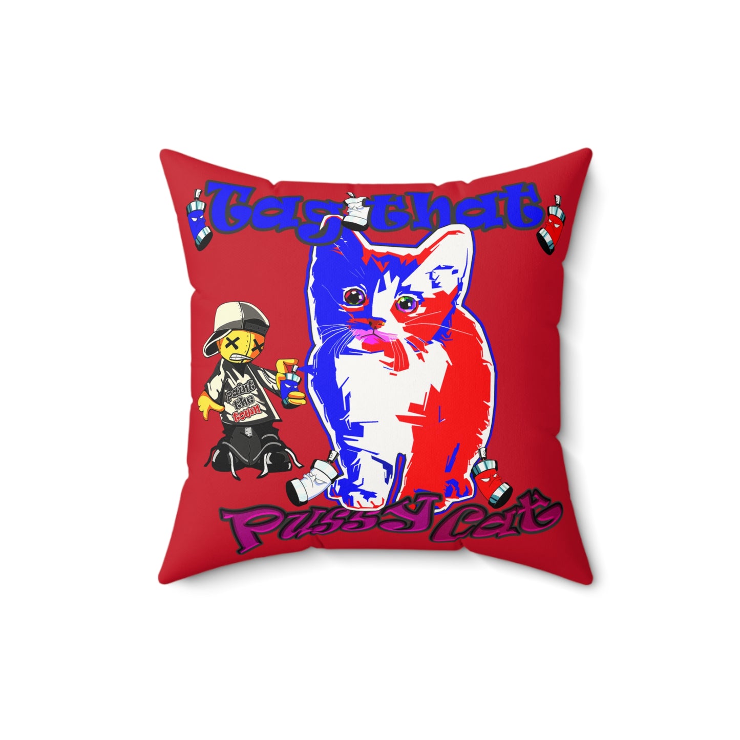 tag that - Faux Suede Square Pillow - (dark red)