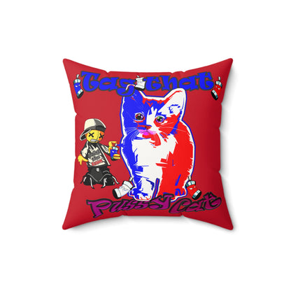 tag that - Faux Suede Square Pillow - (dark red)