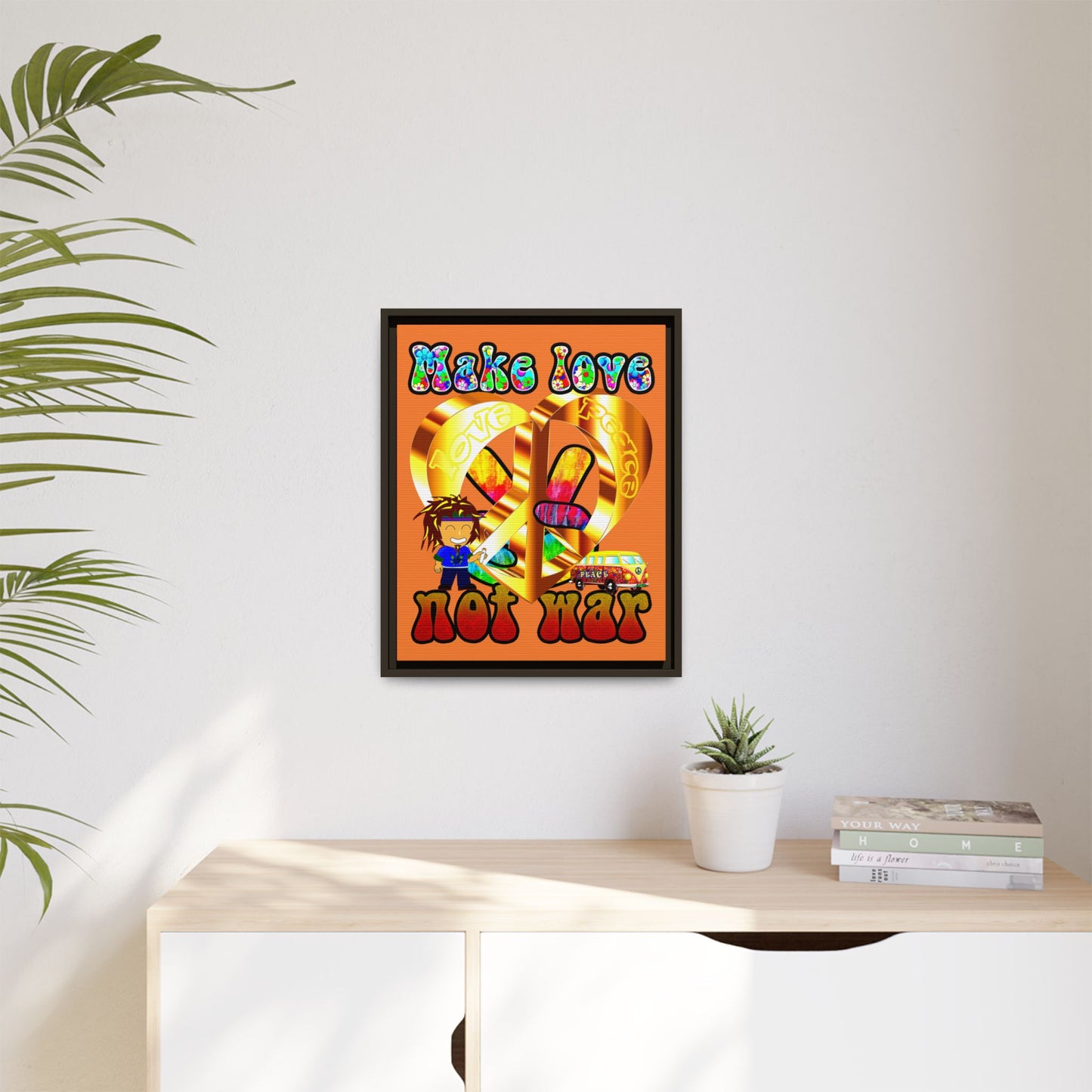 love peace - framed canvas art (crusta)