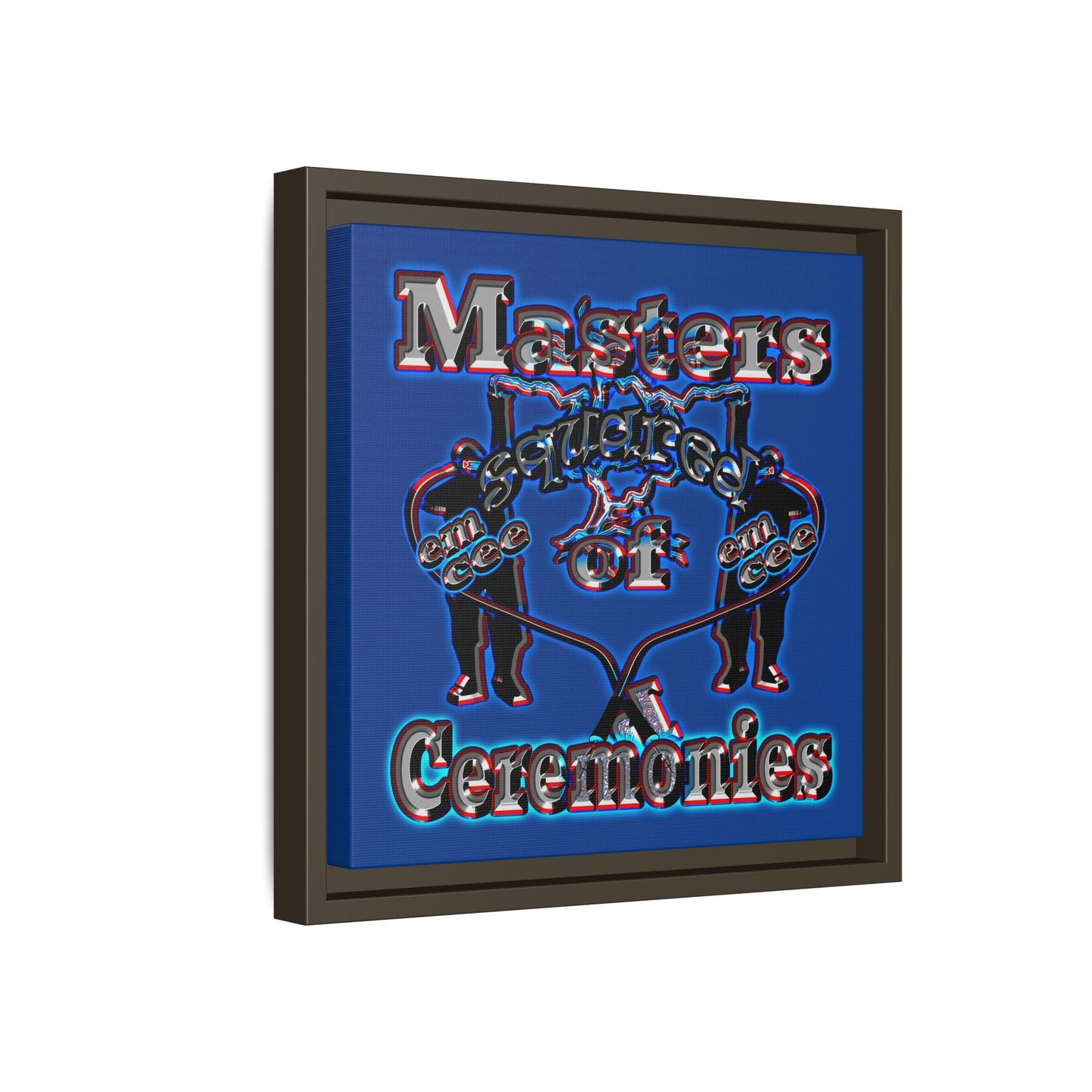 em cee squared - framed canvas art (dark blue)