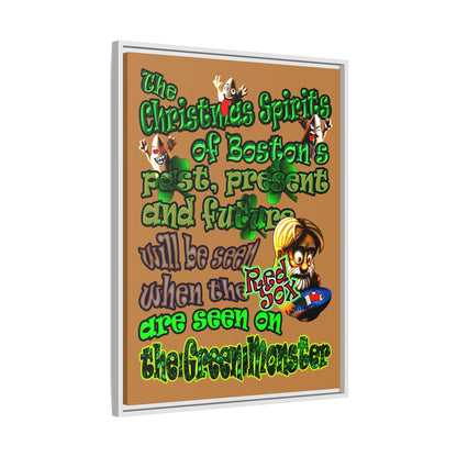christmas spirits of boston - framed canvas art (light brown)