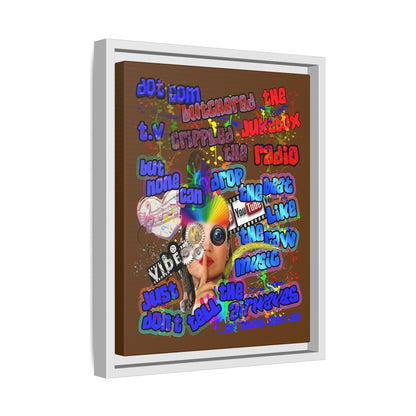 drop the beat - framed canvas art (brown)