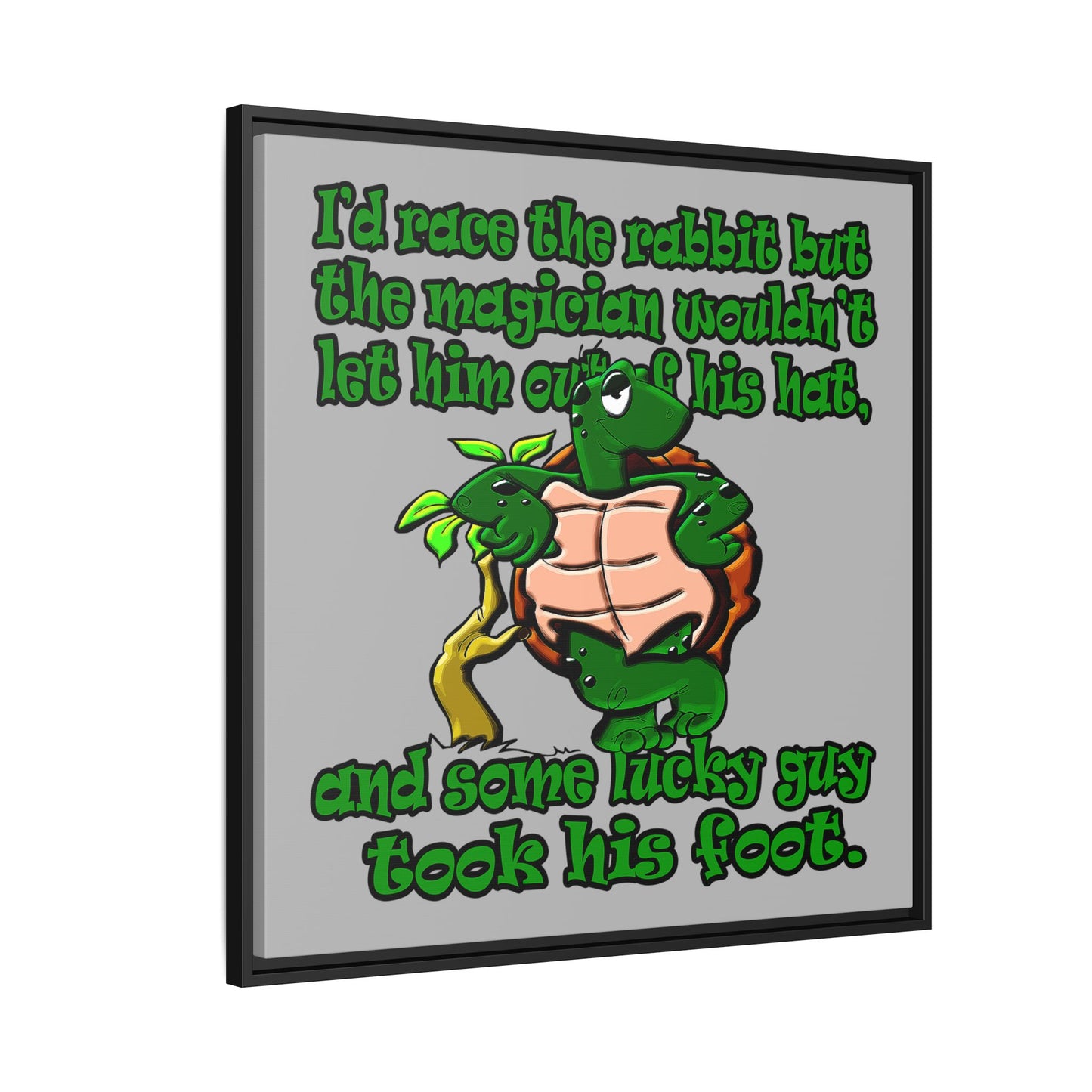 turtle race - framed canvas art (light grey)