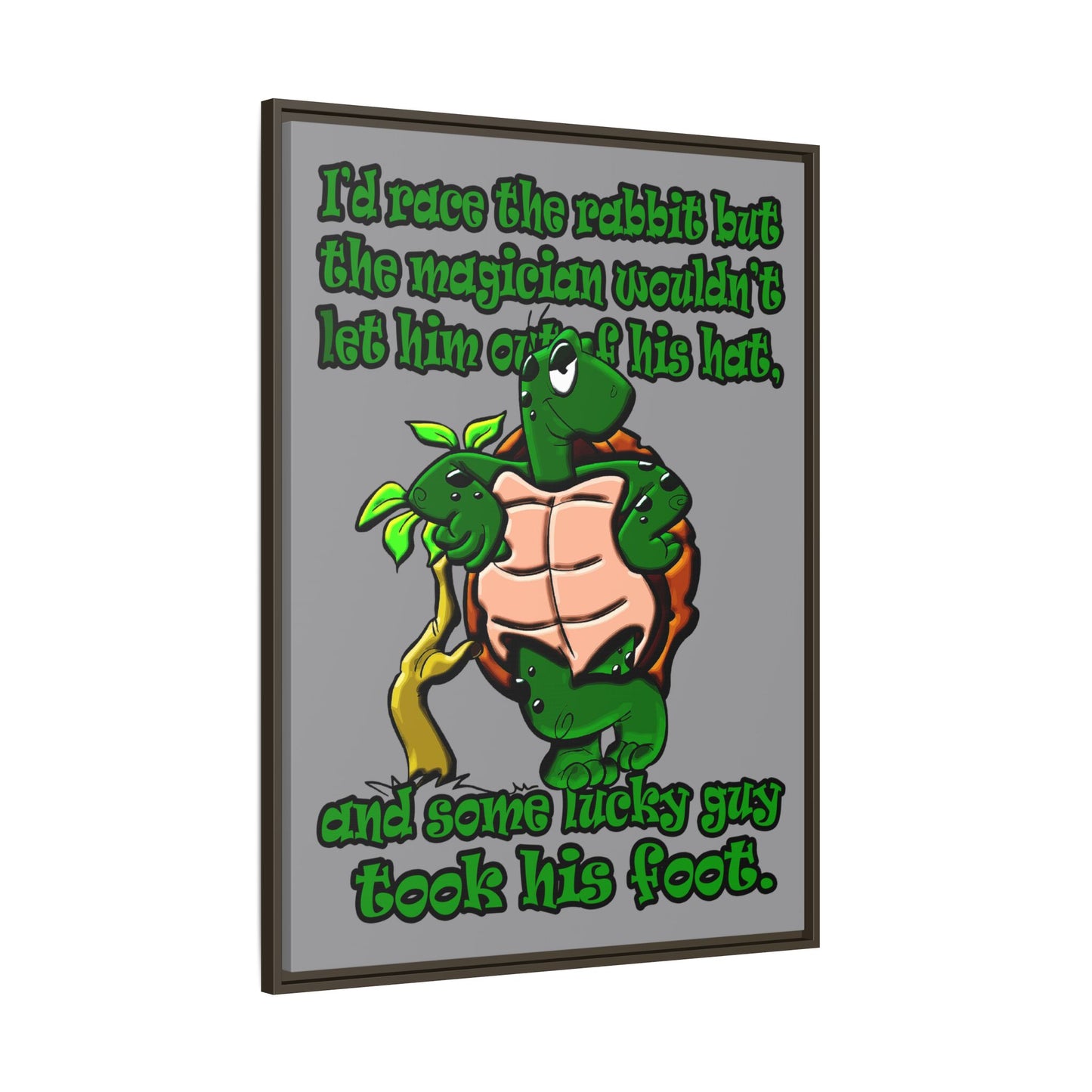 turtle race - framed canvas art (grey)