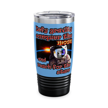 defy conquer reach - Ringneck Tumbler, 20oz (light blue)