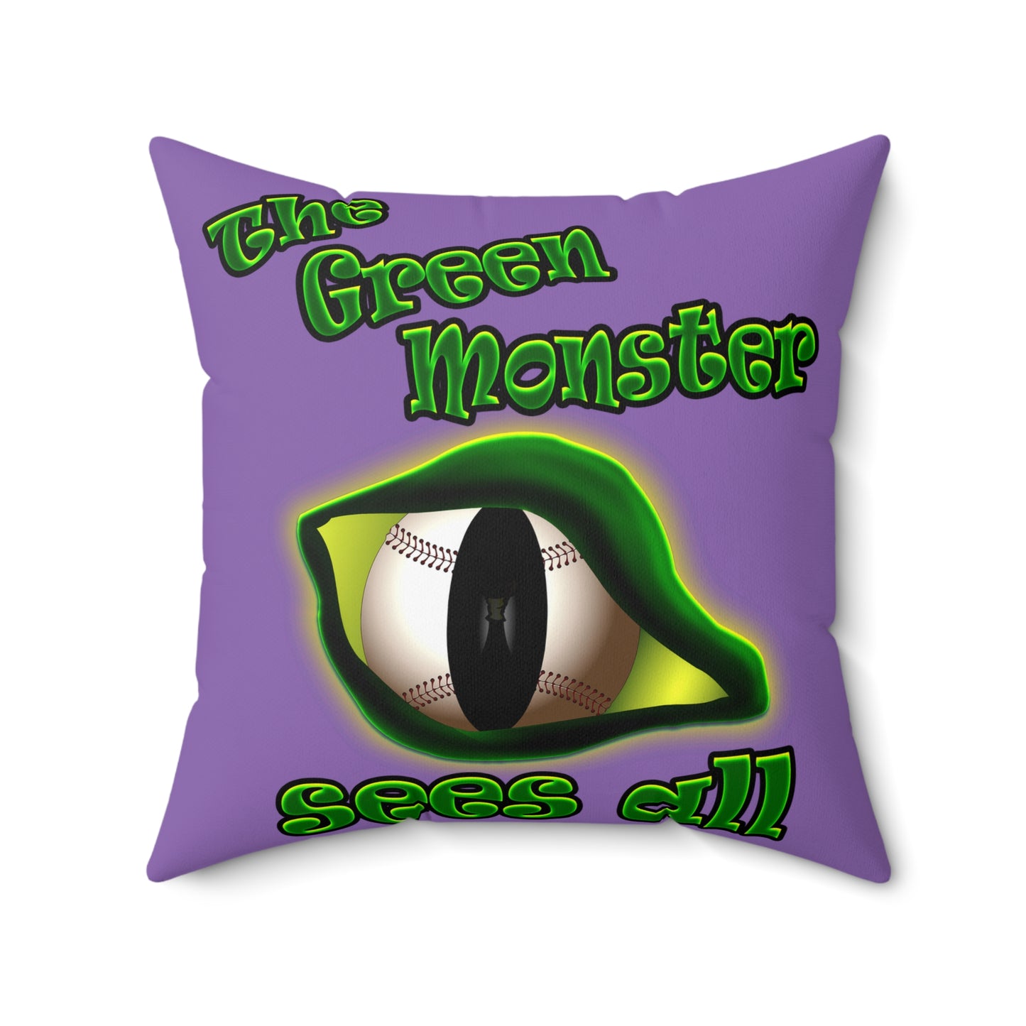 green monster - Spun Polyester Square Pillow - (light purple)