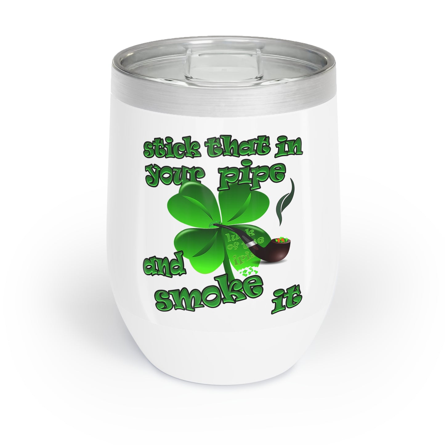 celtics logo - Chill Wine Tumbler (white)