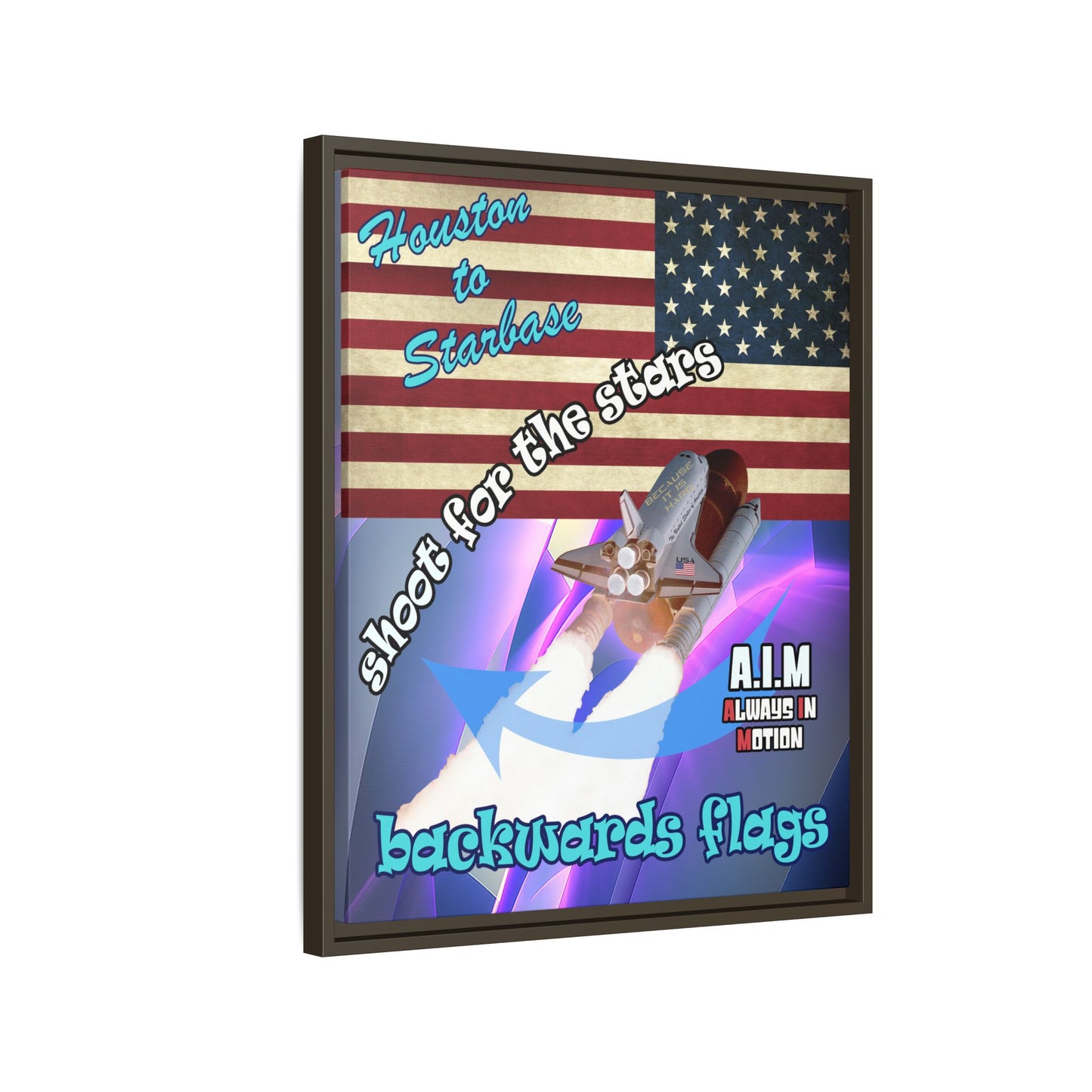 shoot for the stars - framed canvas art (grey-pink wave)