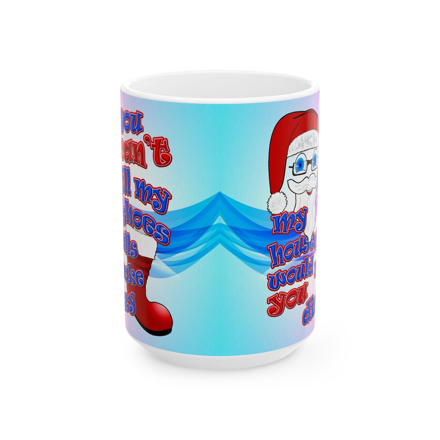 santa's shoes - White Mug (light blue-pink wave)