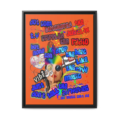 drop the beat - framed canvas art (orange)