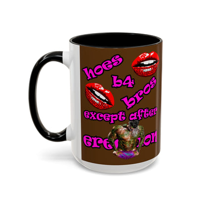 hoes b4 bros - Accent Mug (brown)