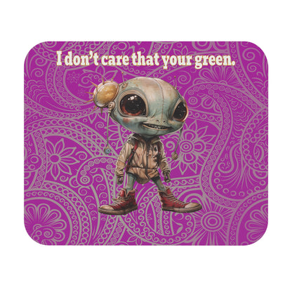 I don't care that your green - Mouse Pad (Rectangle) (pink swirl)