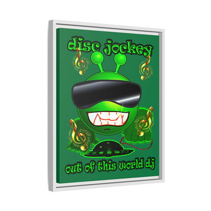 disc jockey - framed canvas art (dark green)