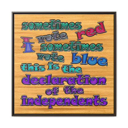 declaration of the independents - framed canvas art (butterscotch wood finish)